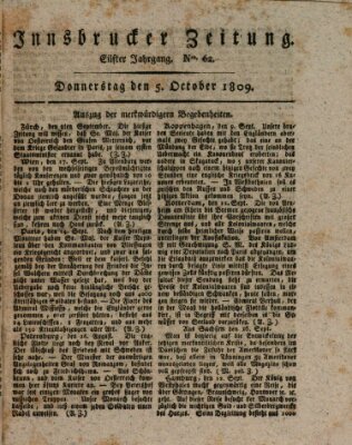 Innsbrucker Zeitung Donnerstag 5. Oktober 1809