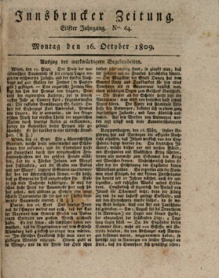 Innsbrucker Zeitung Montag 16. Oktober 1809