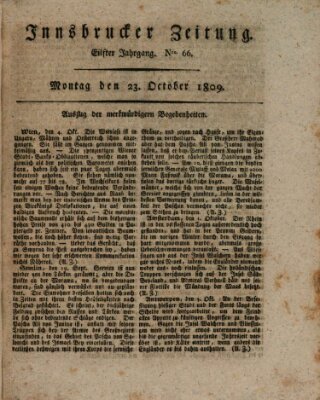 Innsbrucker Zeitung Montag 23. Oktober 1809