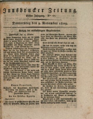 Innsbrucker Zeitung Donnerstag 9. November 1809