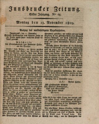 Innsbrucker Zeitung Montag 13. November 1809