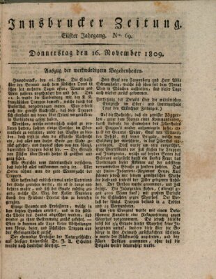 Innsbrucker Zeitung Donnerstag 16. November 1809