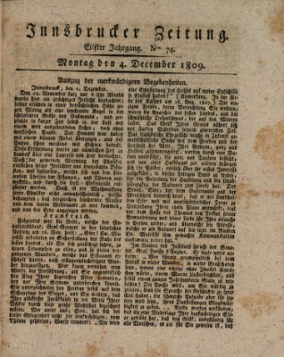 Innsbrucker Zeitung Montag 4. Dezember 1809