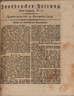 Innsbrucker Zeitung Donnerstag 14. Dezember 1809