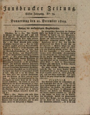 Innsbrucker Zeitung Donnerstag 21. Dezember 1809