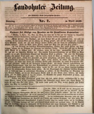 Landshuter Zeitung Sonntag 8. April 1849