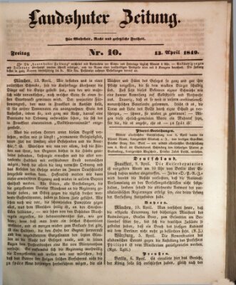 Landshuter Zeitung Freitag 13. April 1849