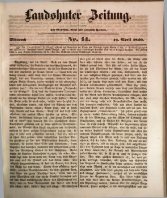 Landshuter Zeitung Mittwoch 18. April 1849