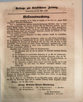 Landshuter Zeitung Donnerstag 24. Mai 1849