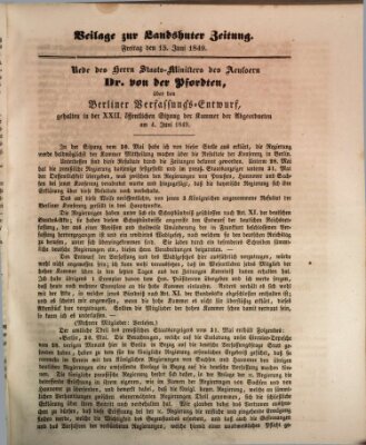 Landshuter Zeitung Freitag 15. Juni 1849