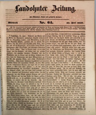 Landshuter Zeitung Mittwoch 20. Juni 1849