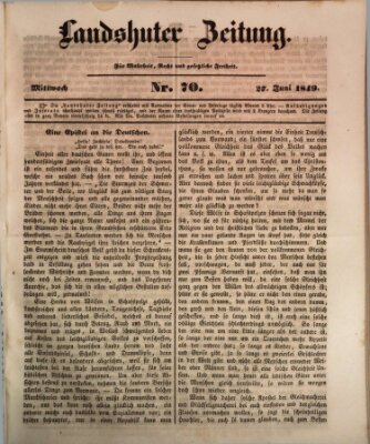 Landshuter Zeitung Mittwoch 27. Juni 1849