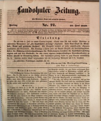 Landshuter Zeitung Freitag 29. Juni 1849