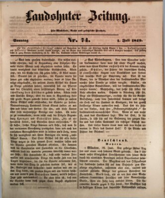 Landshuter Zeitung Sonntag 1. Juli 1849