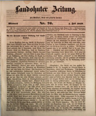 Landshuter Zeitung Mittwoch 4. Juli 1849