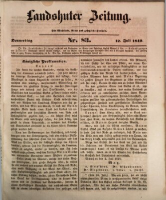 Landshuter Zeitung Donnerstag 12. Juli 1849