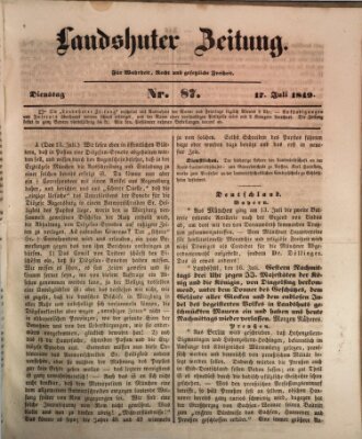 Landshuter Zeitung Dienstag 17. Juli 1849