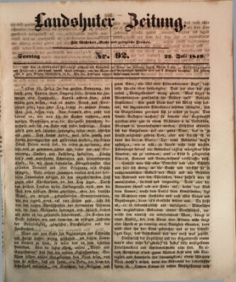 Landshuter Zeitung Sonntag 22. Juli 1849