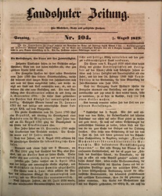 Landshuter Zeitung Sonntag 5. August 1849