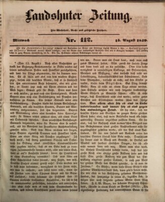 Landshuter Zeitung Mittwoch 15. August 1849