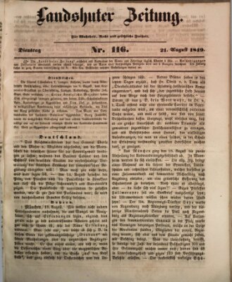 Landshuter Zeitung Dienstag 21. August 1849