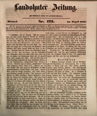 Landshuter Zeitung Mittwoch 29. August 1849