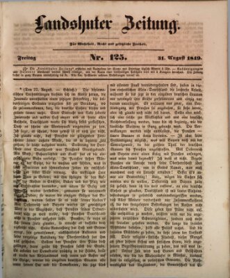 Landshuter Zeitung Freitag 31. August 1849