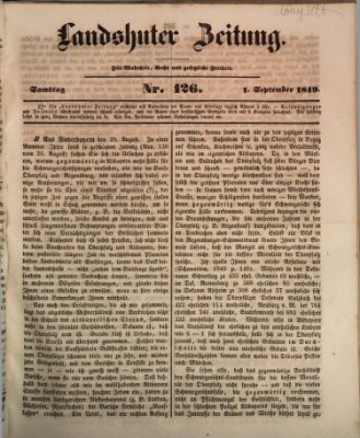 Landshuter Zeitung Samstag 1. September 1849