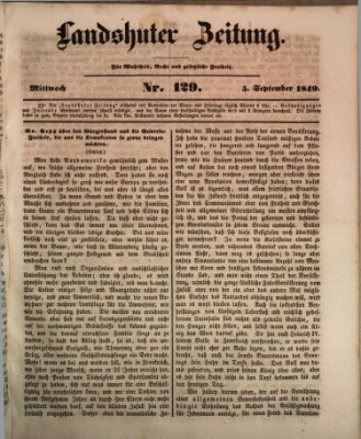 Landshuter Zeitung Mittwoch 5. September 1849