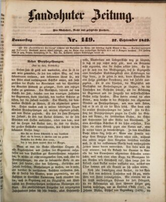 Landshuter Zeitung Donnerstag 27. September 1849