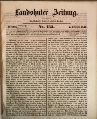 Landshuter Zeitung Dienstag 2. Oktober 1849