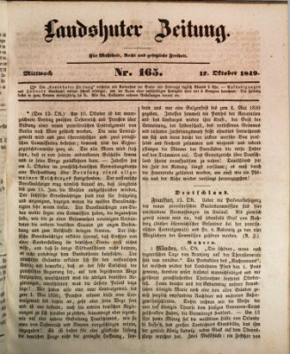 Landshuter Zeitung Mittwoch 17. Oktober 1849