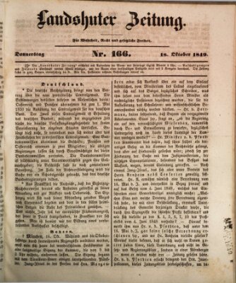 Landshuter Zeitung Donnerstag 18. Oktober 1849