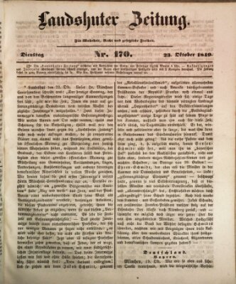 Landshuter Zeitung Dienstag 23. Oktober 1849