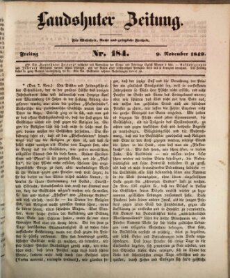 Landshuter Zeitung Freitag 9. November 1849