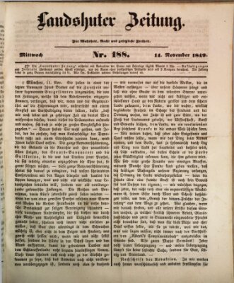 Landshuter Zeitung Mittwoch 14. November 1849