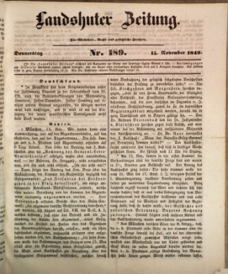 Landshuter Zeitung Donnerstag 15. November 1849