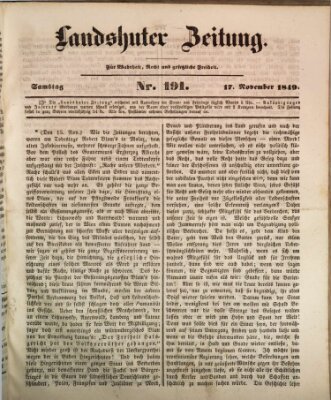 Landshuter Zeitung Samstag 17. November 1849