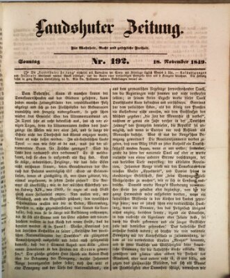 Landshuter Zeitung Sonntag 18. November 1849