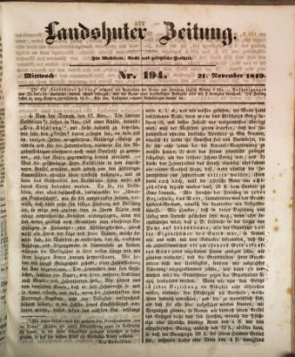 Landshuter Zeitung Mittwoch 21. November 1849