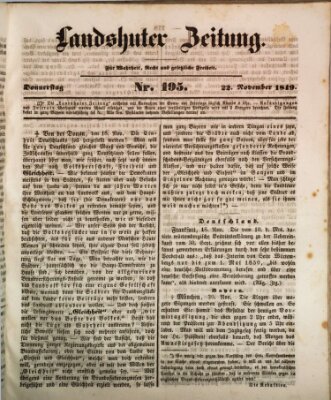 Landshuter Zeitung Donnerstag 22. November 1849