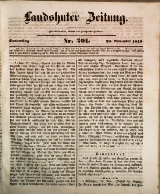 Landshuter Zeitung Donnerstag 29. November 1849