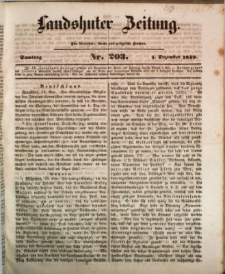 Landshuter Zeitung Samstag 1. Dezember 1849