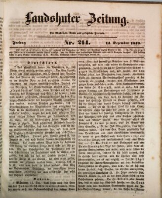 Landshuter Zeitung Freitag 14. Dezember 1849