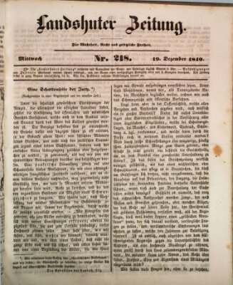 Landshuter Zeitung Mittwoch 19. Dezember 1849