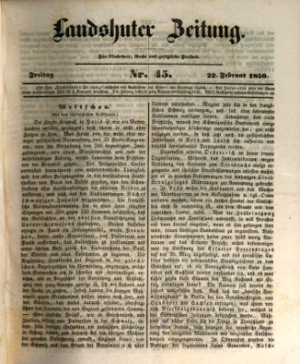 Landshuter Zeitung Freitag 22. Februar 1850