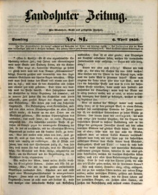 Landshuter Zeitung Samstag 6. April 1850