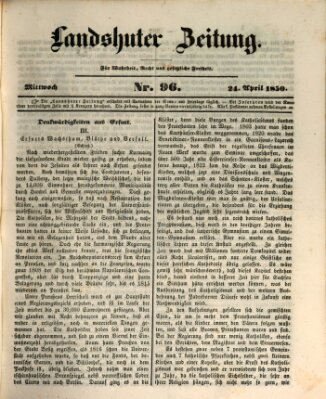 Landshuter Zeitung Mittwoch 24. April 1850