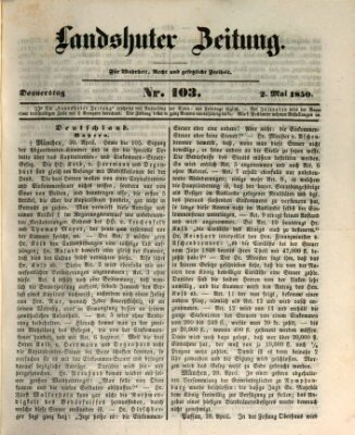 Landshuter Zeitung Donnerstag 2. Mai 1850