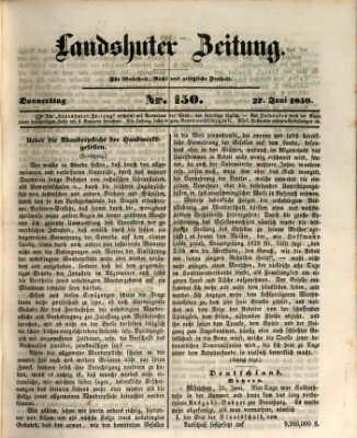 Landshuter Zeitung Donnerstag 27. Juni 1850